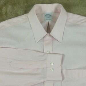 Brooks Brothers 1818 Regent Dress Shirt Mens 17 4/5 Pink Non-Iron Cotton Solid